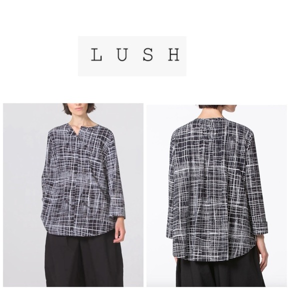 💥Lush Monochrome Black & Ivory Blouse L - Picture 1 of 11